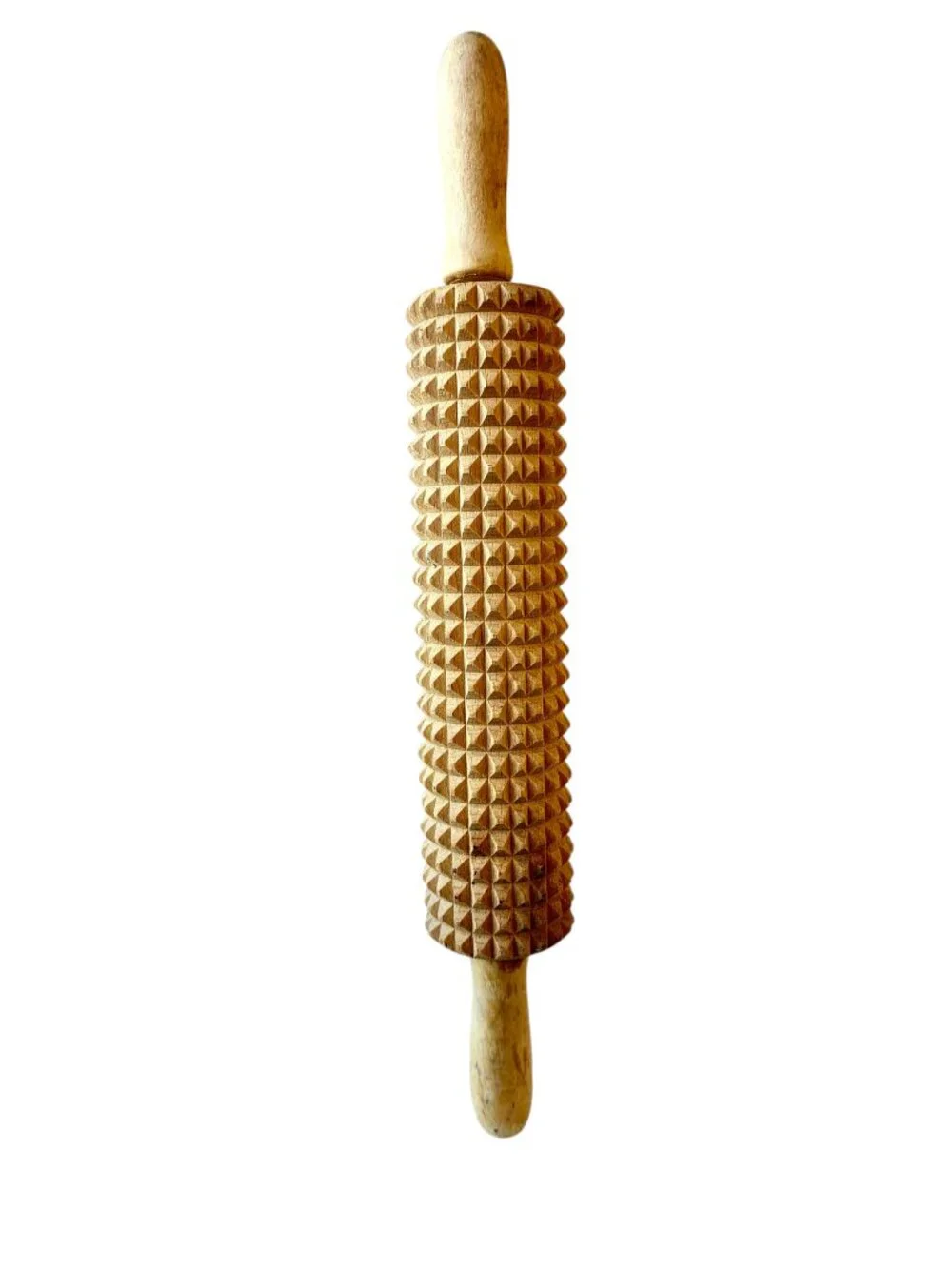 Rolling Pin Vtg Wood Sweden Notched Cutter Grooved Grid Crackers Lefse or Pasta